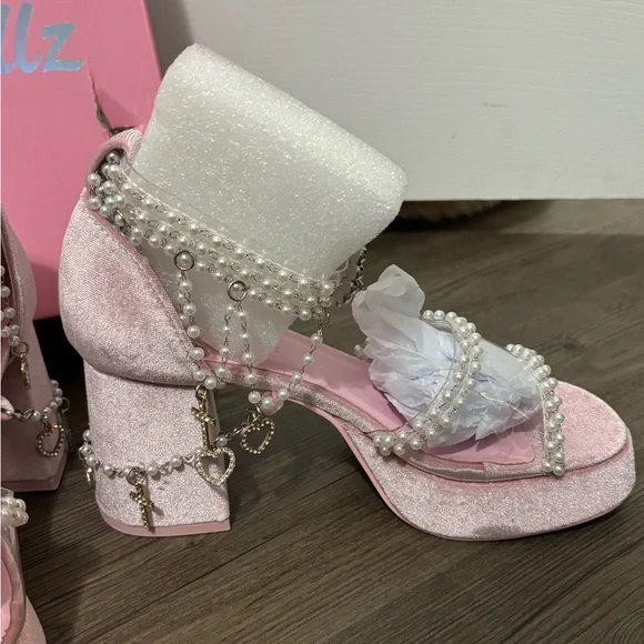 NIB Dolls Kill / Sugar Thrillz Pink Holy Revelation Platform Sandals - Picture 3 of 8